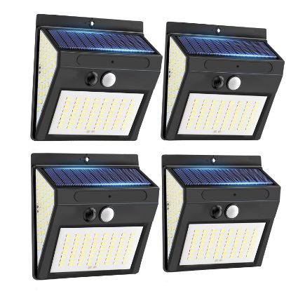 Picture of PIR Motion Sensor Modern 144LED Solar Wall LED Light 3-Sided Illuminated Waterproof ABS IP65 Outdoor Wall Light for Courtyard