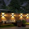 Picture of Four Sided Solar Fence Light Outdoor Waterproof Up& Down Left & Right Luminous Lighting Home Decorative Solar Wall Washing Lam