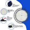 Picture of Industrial UFO Lamp with Driver 100W 150W 200W for Garages Factories Stadium Warehouse LED High Bay Light Waterproof