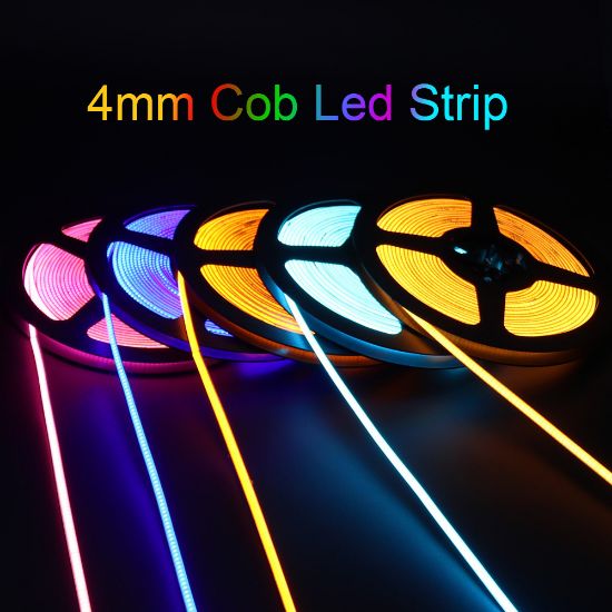 Picture of 4mm Cob Led Strip DC5V 12V 24V 480leds/m Flexible Dimmable Cuttable Single Color Led Tape 5W/m