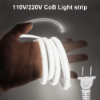 Picture of 220V Cob LED Strip with Plug Connector 3000K 4000K 6500K Waterproof Tape Warm/Natural/Cold White