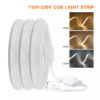 Picture of 220V Cob LED Strip with Plug Connector 3000K 4000K 6500K Waterproof Tape Warm/Natural/Cold White