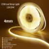 Picture of 4mm Cob Led Strip Light DC5V 12V 24V 480leds/m Flexible Dimmable Cuttable Single Color Led Tape 5W/m