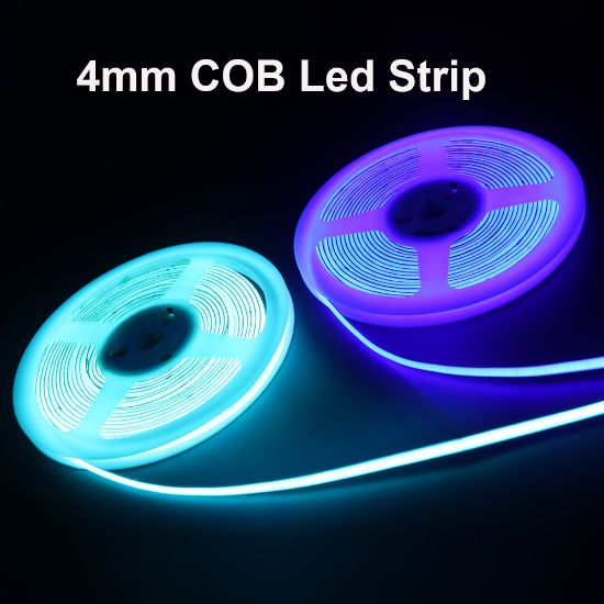 Picture of 4mm Cob Led Strip Light DC5V 12V 24V 480leds/m Flexible Dimmable Cuttable Single Color Led Tape 5W/m