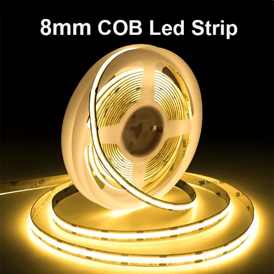 Picture of 8mm Cob Led Strip 12V 24V 320leds/m Flexible Dimmable Cuttable White Warm Led Tape 10W/m IP20