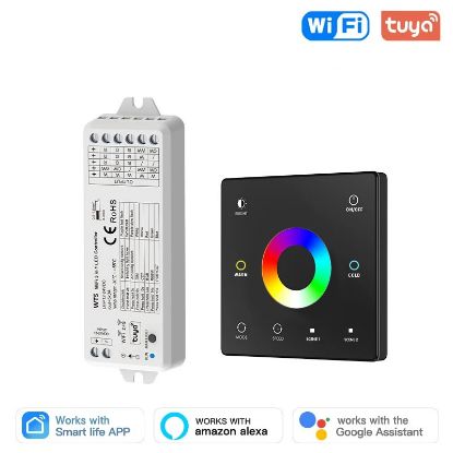 Picture of Tuya WiFi RF 5 in 1 LED Controller WT5 Smart for Single Color CCT RGB RGBW RGBCCT Strip Lights 2.4G LED Touch Panel Remote TW5