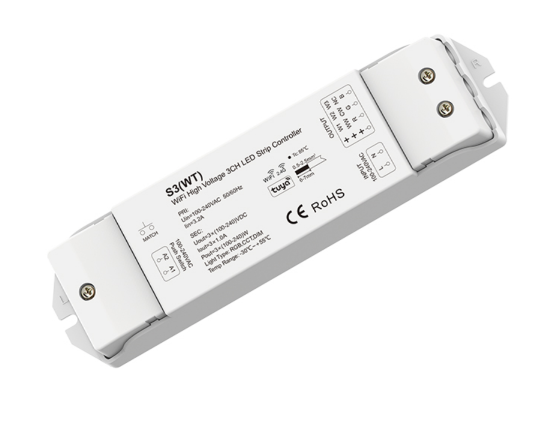 Picture of WiFi&RF High Voltage LED Strip Controller S3(WT) Tuya Supported 3 Channel Controller for 110V 220V Single Color/ CCT/ RGB Strip